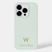 Coques Case-Mate iPhone Monogramme d'or moderne Sage Green (Verso)