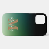 Coques Case-Mate iPhone Monogramme d'or Ombre vert (Verso (horizontal))