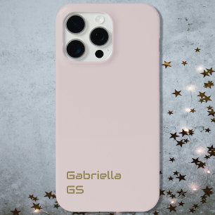 Coque iPhone 15 Pro Max Monogramme d'or rose pâle monochrome minimal simpl
