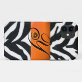 COQUES Case-Mate iPhone MONOGRAMME D'ORANGE JAUNE DE FOUR ZEBRA BLANC NOIR (Dos (Horizontal))