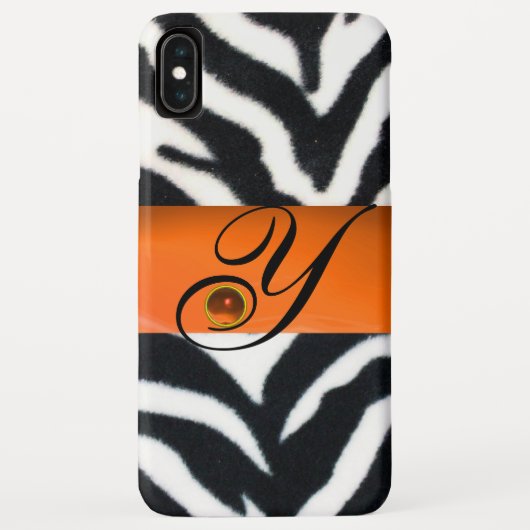 COQUES Case-Mate iPhone MONOGRAMME D'ORANGE JAUNE DE FOUR ZEBRA BLANC NOIR (Dos)
