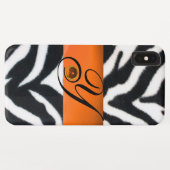 COQUES Case-Mate iPhone MONOGRAMME D'ORANGE JAUNE DE FOUR ZEBRA BLANC NOIR (Dos (Horizontal))