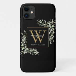 Case-Mate iPhone Case Monogramme doré Élégant Moderne Verdure