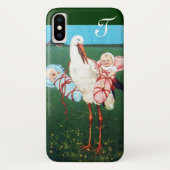 COQUES Case-Mate iPhone MONOGRAMME DU BABY SHOWER STORK TWIN (Dos)