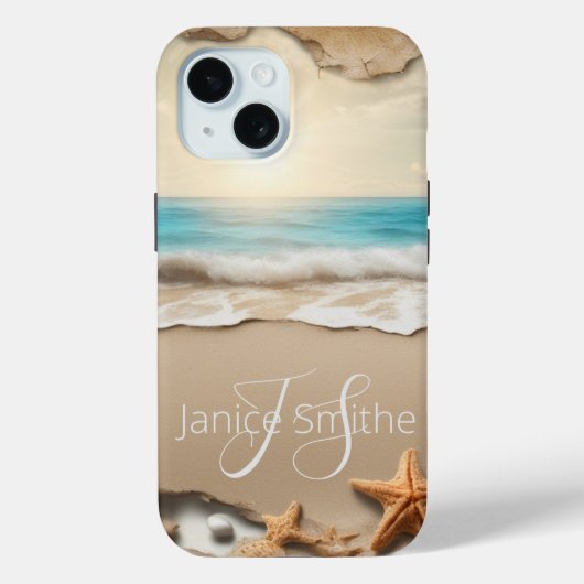 Coques Case-Mate iPhone Monogramme du coucher de soleil sur la plage (Verso)