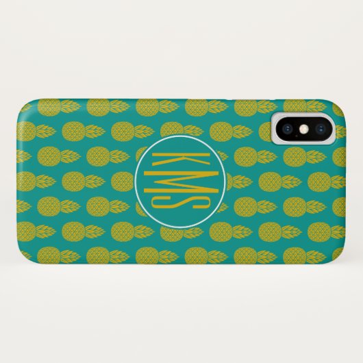 Coques Case-Mate iPhone Monogramme du fruit tropical | d'ananas (Dos (Horizontal))
