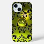 COQUES Case-Mate iPhone MONOGRAMME DU GEM JAUNE NOIR (Verso)
