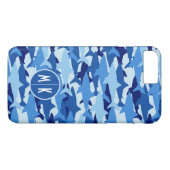 Coques Case-Mate iPhone Monogramme du motif | de requin bleu (Dos (Horizontal))