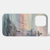 Coques Case-Mate iPhone Monogramme du phare d'aquarelle (Verso (horizontal))