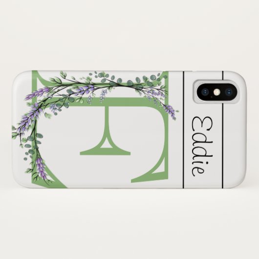 Coques Case-Mate iPhone Monogramme E Lavande Eucalyptus (Dos (Horizontal))