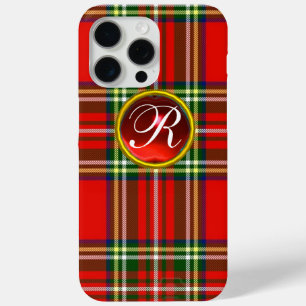 COQUE iPhone 15 PRO MAX MONOGRAMME ÉCOSSAIS DU TARTAN ET DE LA ROUGE EN PI