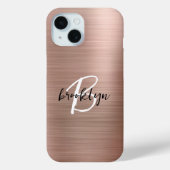 Coques Case-Mate iPhone Monogramme écriture métallisé or rose  (Verso)
