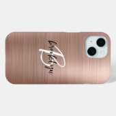 Coques Case-Mate iPhone Monogramme écriture métallisé or rose  (Verso (horizontal))