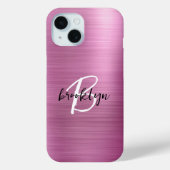 Coques Case-Mate iPhone Monogramme écriture noir blanc Métal brossé rose  (Verso)