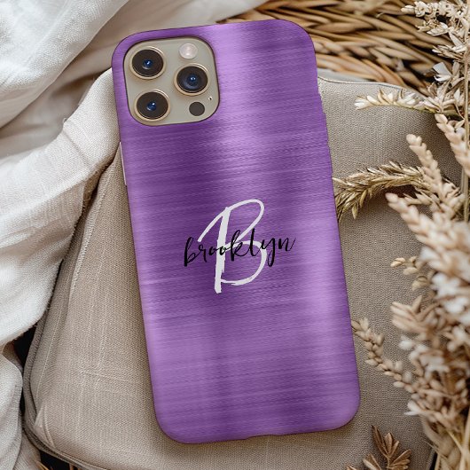 Coques Case-Mate iPhone Monogramme écriture noire et blanche sur métal bro