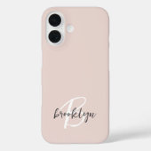 Coques Case-Mate iPhone Monogramme écriture rose poudré gris tendance (Verso)