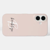 Coques Case-Mate iPhone Monogramme écriture rose poudré gris tendance (Verso (horizontal))