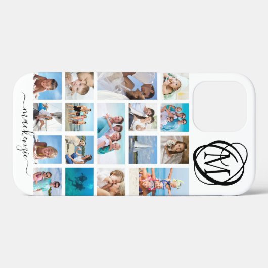 Coques Case-Mate iPhone Monogramme élégant 17 Photo Collage Nom du script (Verso (horizontal))