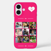 Coques Case-Mate iPhone Monogramme élégant 9 collage de photos rose chaud (Verso)