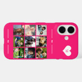 Coques Case-Mate iPhone Monogramme élégant 9 collage de photos rose chaud (Verso (horizontal))