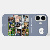 Coques Case-Mate iPhone Monogramme élégant 9 collage photo bleu (Verso (horizontal))