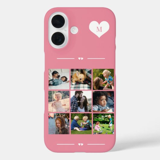 Coques Case-Mate iPhone Monogramme élégant 9 collage photo rose (Verso)