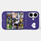 Coques Case-Mate iPhone Monogramme élégant 9 collage photo violet (Verso (horizontal))