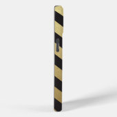 Coques Case-Mate iPhone Monogramme élégant à rayures noires dorées (Verso / Droite)