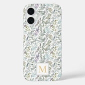 Coques Case-Mate iPhone Monogramme élégant Aquarelle botanique verte (Verso)