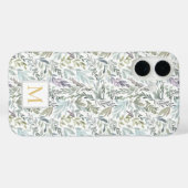 Coques Case-Mate iPhone Monogramme élégant Aquarelle botanique verte (Verso (horizontal))