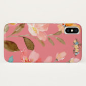 Coques Case-Mate iPhone Monogramme Elegant Aquarelle rose Pomme (Dos (Horizontal))