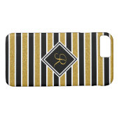 Coques Case-Mate iPhone Monogramme Elegant Black Gold Parties scintillant  (Dos (Horizontal))