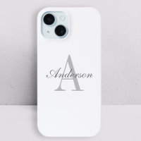 Monogramme élégant blanc et gris