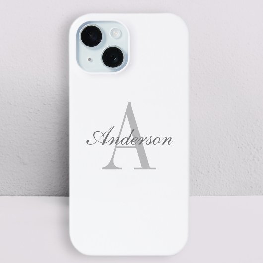 Coques Case-Mate iPhone Monogramme élégant blanc et gris