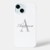 Coques Case-Mate iPhone Monogramme élégant blanc et gris (Verso)