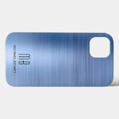 Coques Case-Mate iPhone Monogramme élégant bleu (Verso (horizontal))