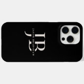 Coques Case-Mate iPhone Monogramme élégant classique et nom noir (Verso (horizontal))