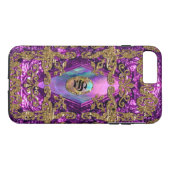 Coques Case-Mate iPhone Monogramme élégant de Dempsey Plum (Dos (Horizontal))