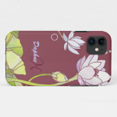 Coques Case-Mate iPhone Monogramme élégant de Lotus (Dos (Horizontal))