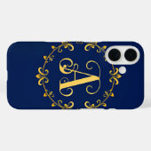 Coques Case-Mate iPhone Monogramme élégant doré de la lettre A (Verso (horizontal))