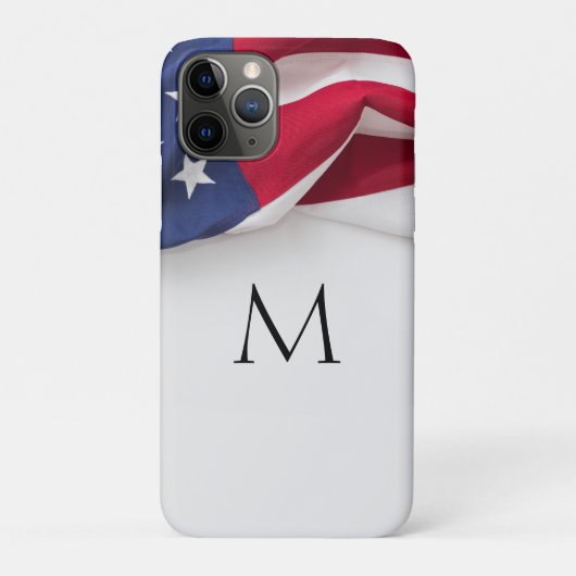 Coques Case-Mate iPhone Monogramme Élégant du Drapeau Américain Initial (Dos)