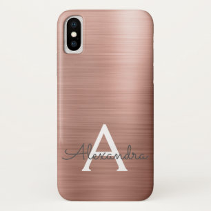 Etui iPhone Case-Mate Monogramme élégant en métal d'or de rose de rose