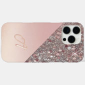 Coques Case-Mate iPhone Monogramme élégant en or rose (Verso (horizontal))