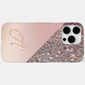 Coques Case-Mate iPhone Monogramme élégant en or rose (Verso (horizontal))