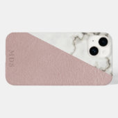 Coques Case-Mate iPhone Monogramme Élégant Marbre Blush Rose Faux Cuir (Verso (horizontal))