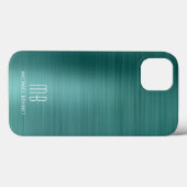 Coques Case-Mate iPhone Monogramme élégant Métal brossé vert (Verso (horizontal))