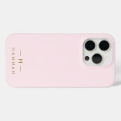 Coques Case-Mate iPhone Monogramme Elegant Minimal Blush rose et or (Verso (horizontal))