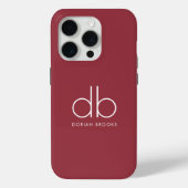 Coques Case-Mate iPhone Monogramme Élégant Minimal Classique Moderne Rouge (Verso)