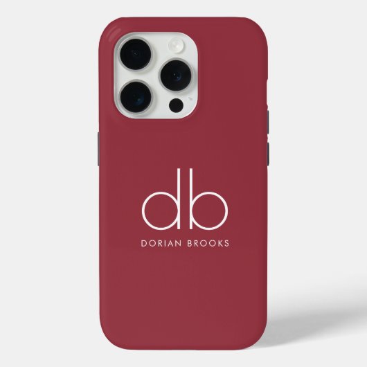 Coques Case-Mate iPhone Monogramme Élégant Minimal Classique Moderne Rouge (Verso)