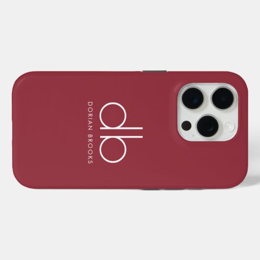 Coques Case-Mate iPhone Monogramme Élégant Minimal Classique Moderne Rouge (Verso (horizontal))
